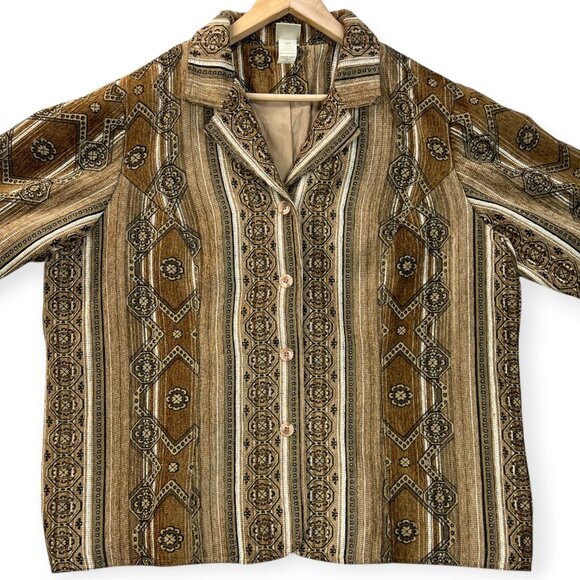 Vtg JMS Womens Tapestry Jacket Boho Southwestern Aztec Jacquard Blazer 90s - 22W - Picture 3 of 14